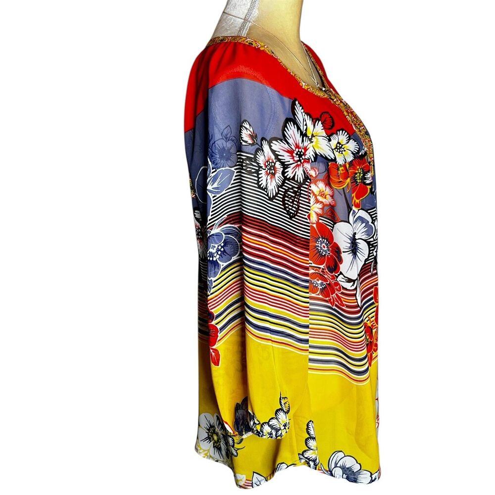 Fig And Flower Women’s Boho Patchwork Top Size 2X Colorful - Picture 3 of 7